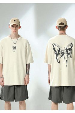 BJHG 3M Reflective Butterfly Tee - Y2K Summer Grunge, 90s Retro, Pastel Goth, Y2K Club