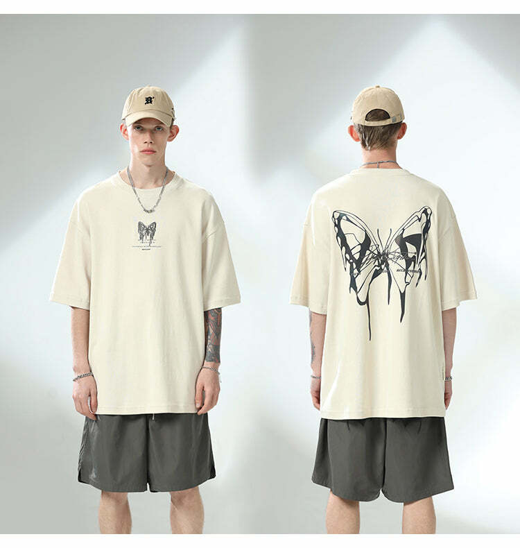 BJHG 3M Reflective Butterfly Tee - Y2K Summer Grunge, 90s Retro, Pastel Goth, Y2K Club