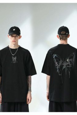 BJHG 3M Reflective Butterfly Tee - Y2K Summer Grunge, 90s Retro, Pastel Goth, Y2K Club