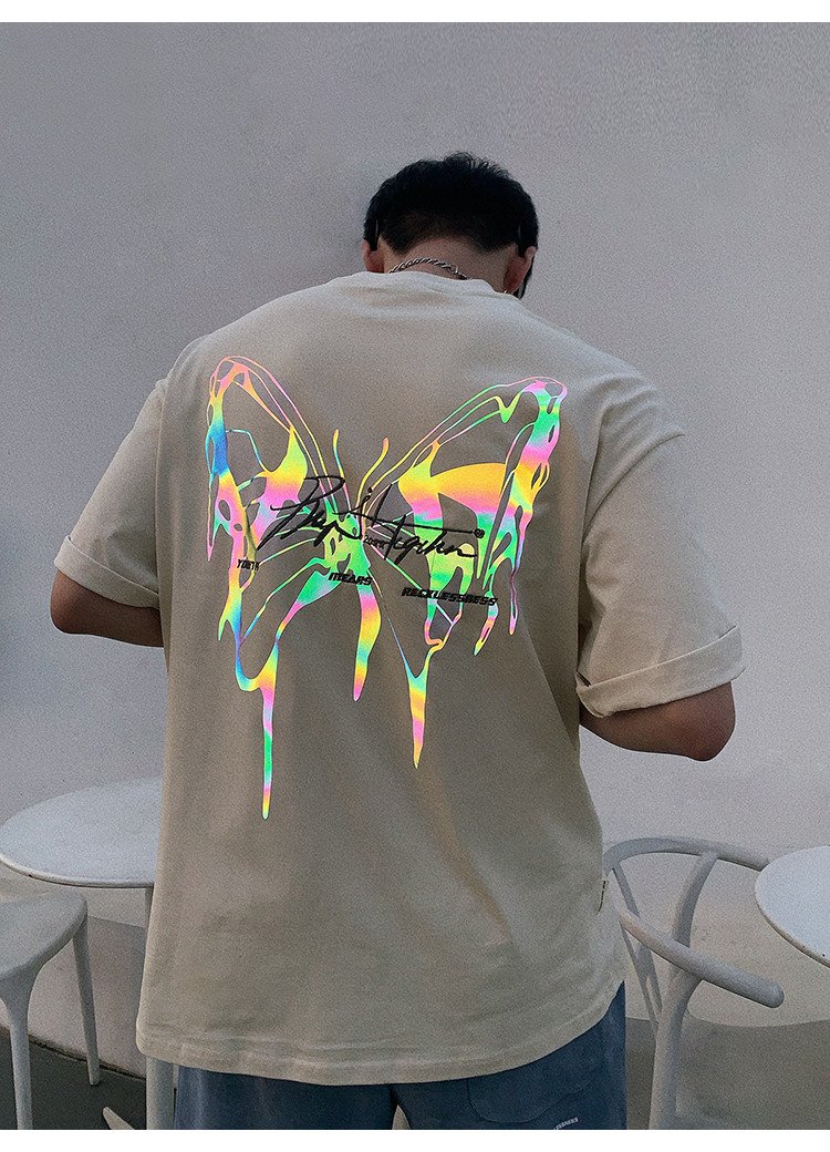 BJHG 3M Reflective Butterfly Tee - Y2K Summer Grunge, 90s Retro, Pastel Goth, Y2K Club