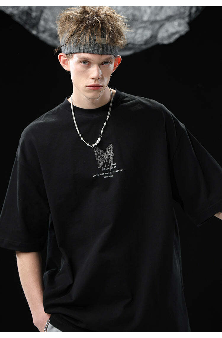 BJHG 3M Reflective Butterfly Tee - Y2K Summer Grunge, 90s Retro, Pastel Goth, Y2K Club