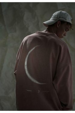 BJHG 3M Reflective Crescent Moon Sweatshirt - Y2K Grunge, 90s Fashion, Retro Style, Y2K Out