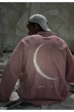 BJHG 3M Reflective Crescent Moon Sweatshirt - Y2K Grunge, 90s Fashion, Retro Style, Y2K Out