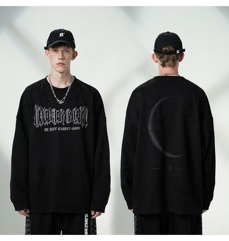 BJHG 3M Reflective Crescent Moon Sweatshirt - Y2K Grunge, 90s Fashion, Retro Style, Y2K Out