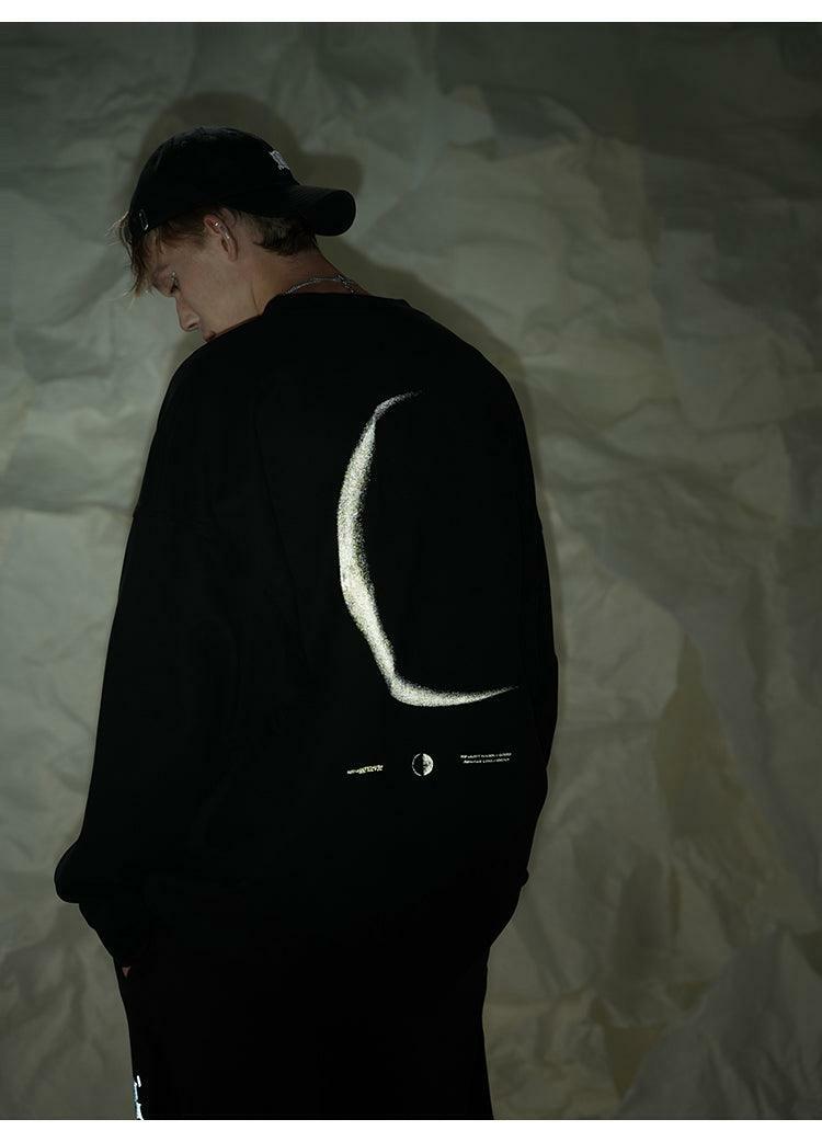 BJHG 3M Reflective Crescent Moon Sweatshirt - Y2K Grunge, 90s Fashion, Retro Style, Y2K Out
