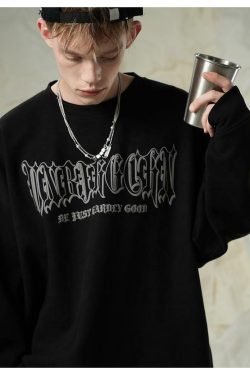BJHG 3M Reflective Crescent Moon Sweatshirt - Y2K Grunge, 90s Fashion, Retro Style, Y2K Out