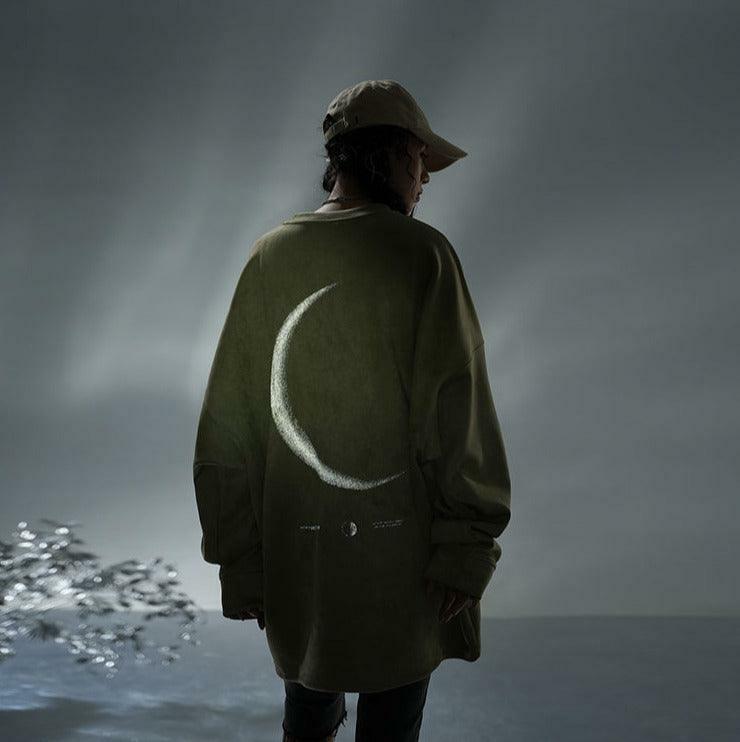 BJHG 3M Reflective Crescent Moon Sweatshirt - Y2K Grunge, 90s Fashion, Retro Style, Y2K Out