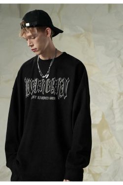 BJHG 3M Reflective Crescent Moon Sweatshirt - Y2K Grunge, 90s Fashion, Retro Style, Y2K Out