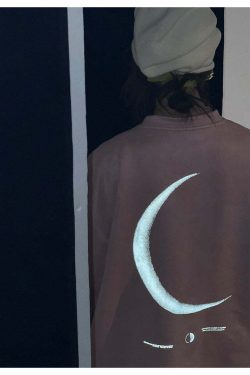 BJHG 3M Reflective Crescent Moon Tee - Y2K Summer Grunge, 90s Retro, Gothic Y2K Fashion