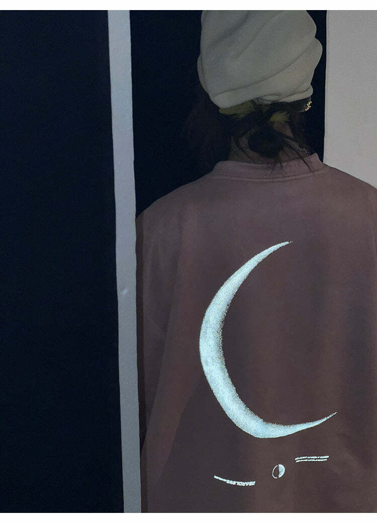 BJHG 3M Reflective Crescent Moon Tee - Y2K Summer Grunge, 90s Retro, Gothic Y2K Fashion