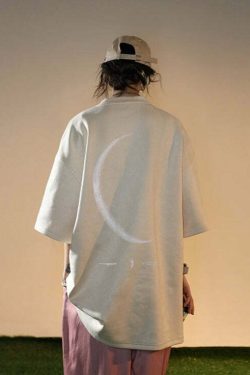 BJHG 3M Reflective Crescent Moon Tee - Y2K Summer Grunge, 90s Retro, Gothic Y2K Fashion