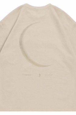 BJHG 3M Reflective Crescent Moon Tee - Y2K Summer Grunge, 90s Retro, Gothic Y2K Fashion