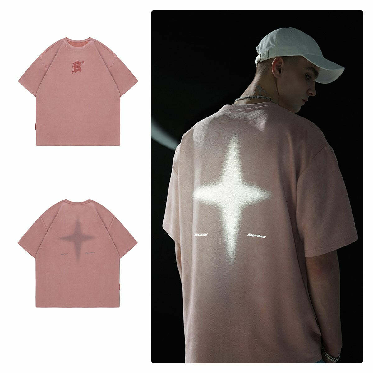 BJHG 3M Reflective Star Spike Tee - Y2K Grunge, 90s Fashion, Retro Style, Y2K Party Out