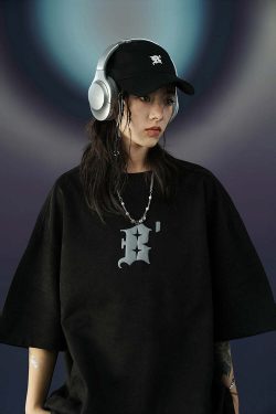 BJHG 3M Reflective Star Spike Tee - Y2K Grunge, 90s Fashion, Retro Style, Y2K Party Out