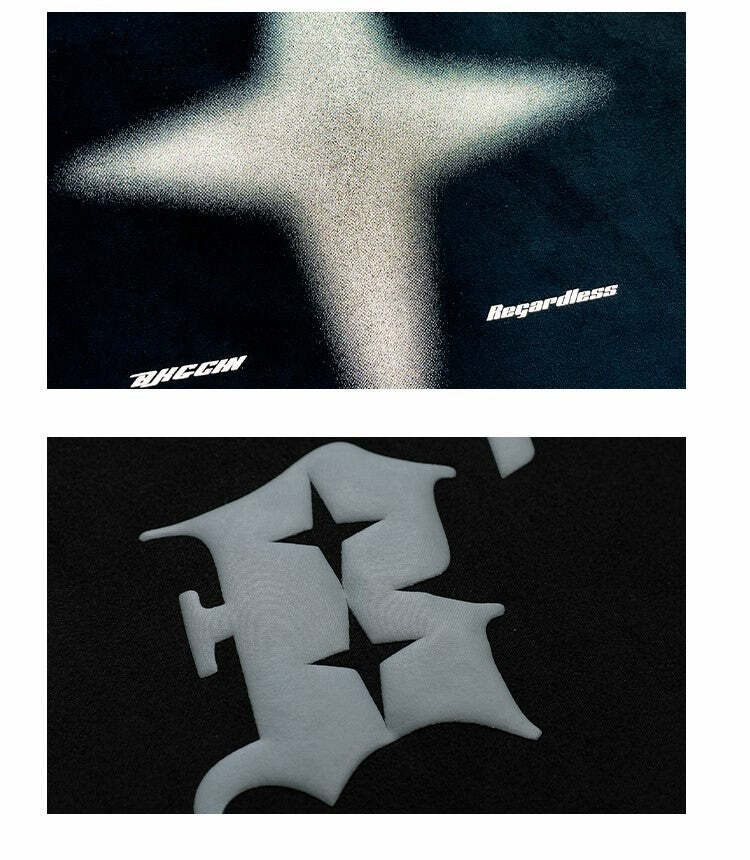 BJHG 3M Reflective Star Spike Tee - Y2K Grunge, 90s Fashion, Retro Style, Y2K Party Out