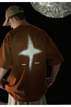 BJHG 3M Reflective Star Spike Tee - Y2K Grunge, 90s Fashion, Retro Style, Y2K Party Out