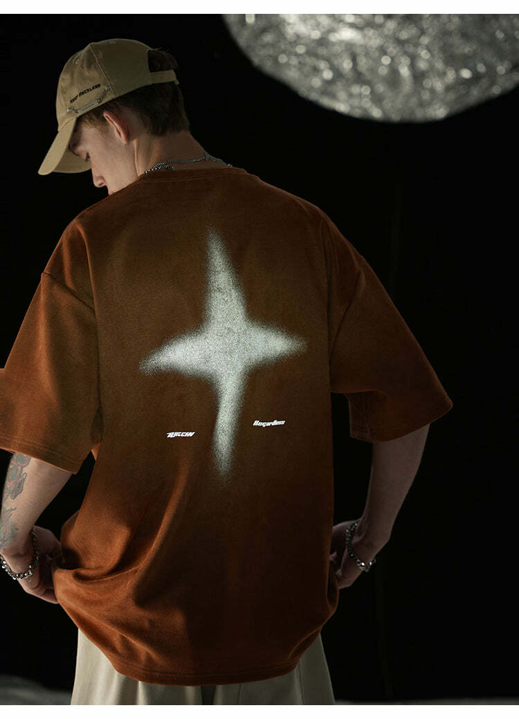 BJHG 3M Reflective Star Spike Tee - Y2K Grunge, 90s Fashion, Retro Style, Y2K Party Out