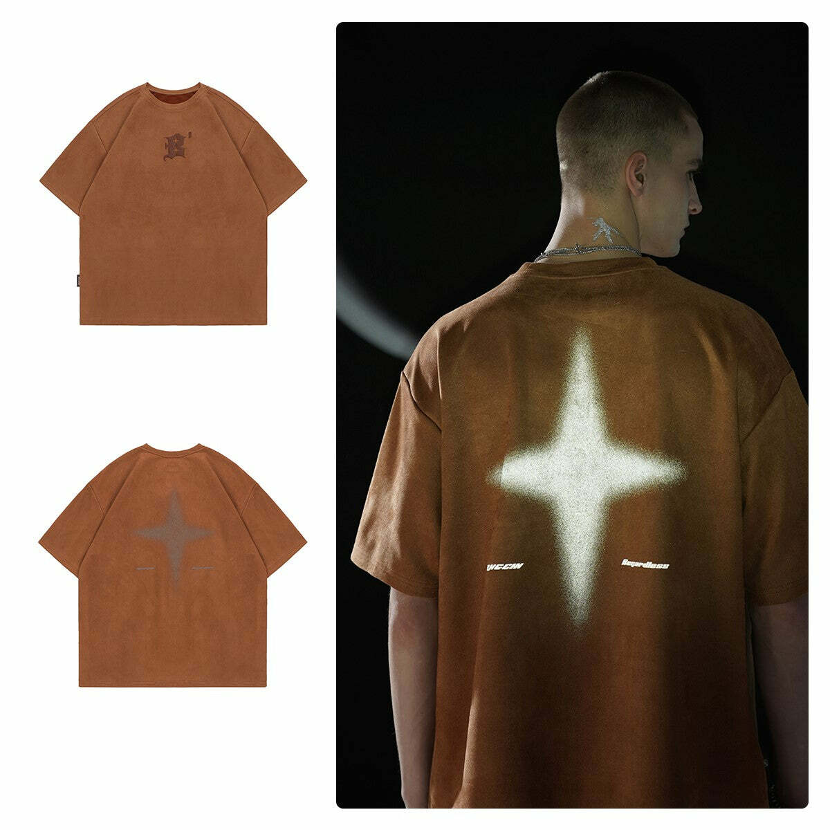 BJHG 3M Reflective Star Spike Tee - Y2K Grunge, 90s Fashion, Retro Style, Y2K Party Out