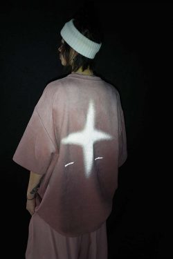 BJHG 3M Reflective Star Spike Tee - Y2K Grunge, 90s Fashion, Retro Style, Y2K Party Out