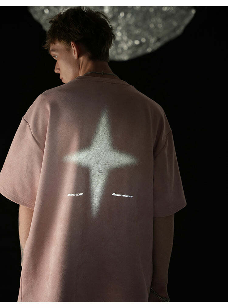 BJHG 3M Reflective Star Spike Tee - Y2K Grunge, 90s Fashion, Retro Style, Y2K Party Out