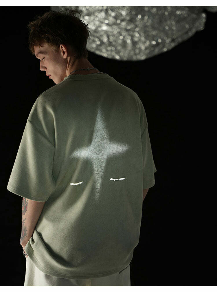 BJHG 3M Reflective Star Spike Tee - Y2K Grunge, 90s Fashion, Retro Style, Y2K Party Out