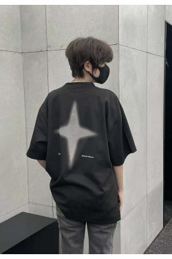 BJHG 3M Reflective Star Spike Tee - Y2K Grunge, 90s Fashion, Retro Style, Y2K Party Out