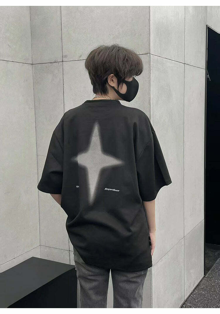 BJHG 3M Reflective Star Spike Tee - Y2K Grunge, 90s Fashion, Retro Style, Y2K Party Out