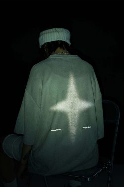 BJHG 3M Reflective Star Spike Tee - Y2K Grunge, 90s Fashion, Retro Style, Y2K Party Out