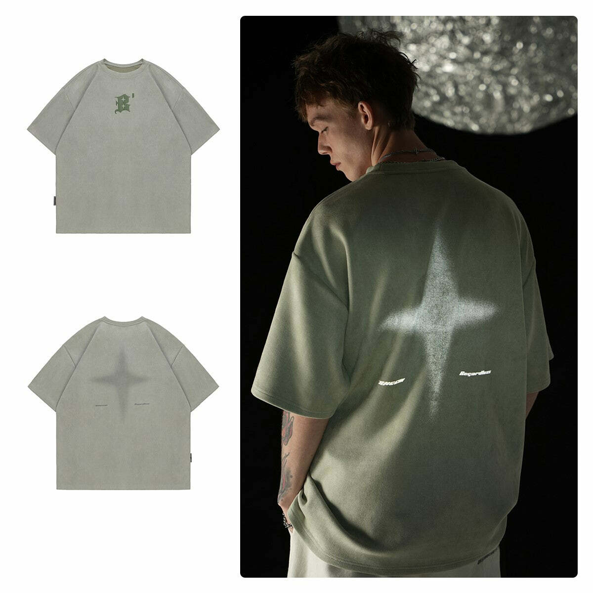 BJHG 3M Reflective Star Spike Tee - Y2K Grunge, 90s Fashion, Retro Style, Y2K Party Out