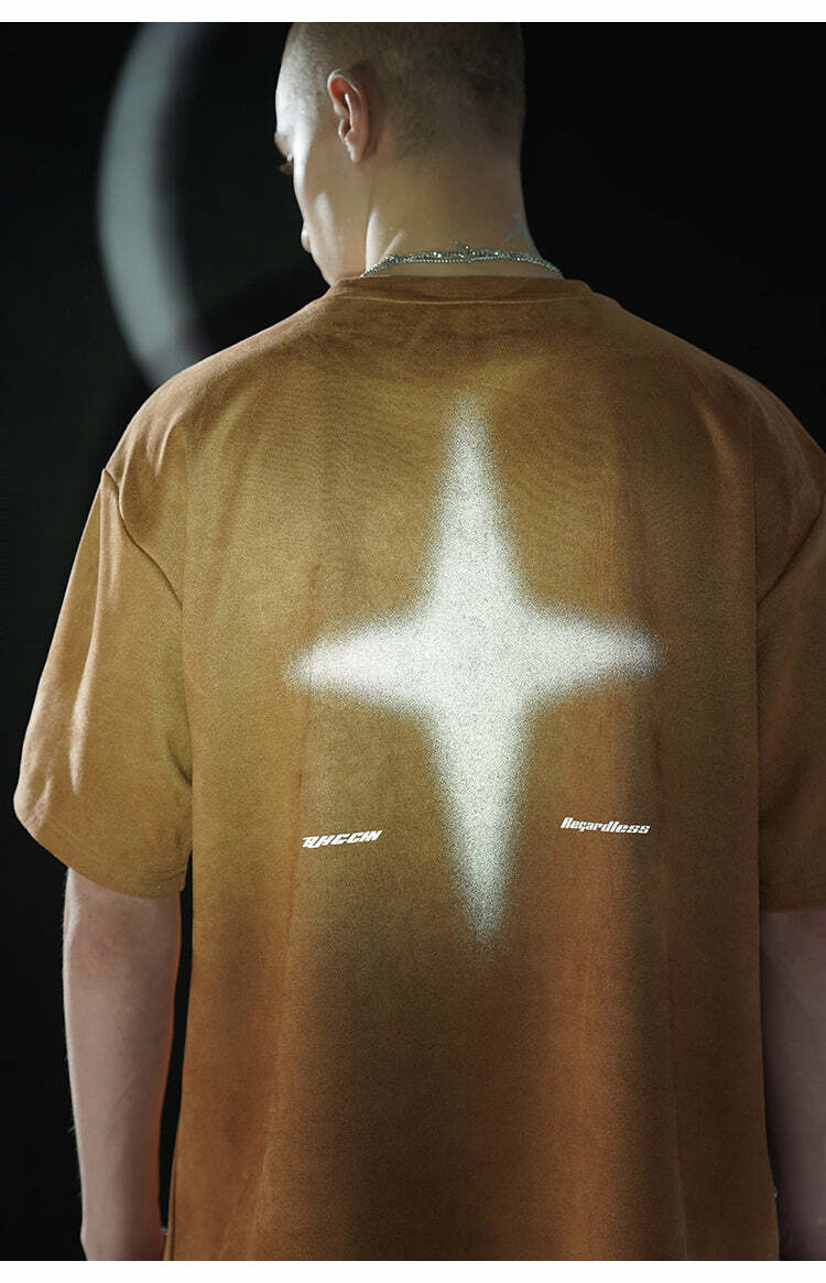 BJHG 3M Reflective Star Spike Tee - Y2K Grunge, 90s Fashion, Retro Style, Y2K Party Out