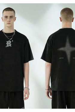 BJHG 3M Reflective Star Spike Tee - Y2K Grunge, 90s Fashion, Retro Style, Y2K Party Out