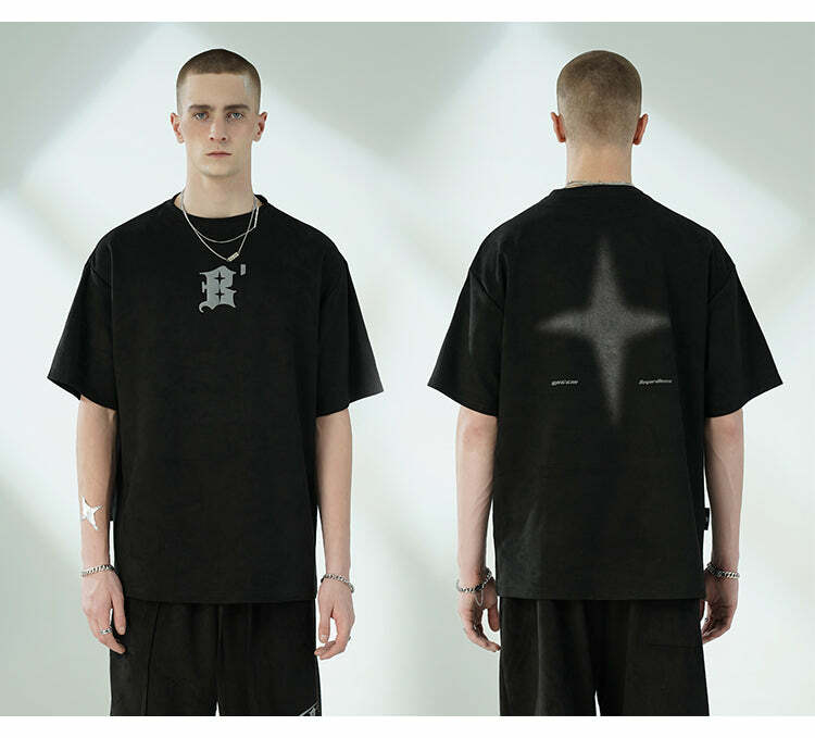 BJHG 3M Reflective Star Spike Tee - Y2K Grunge, 90s Fashion, Retro Style, Y2K Party Out