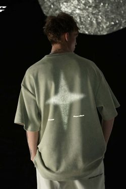 BJHG 3M Reflective Star Spike Tee - Y2K Grunge, 90s Fashion, Retro Summer Outfit