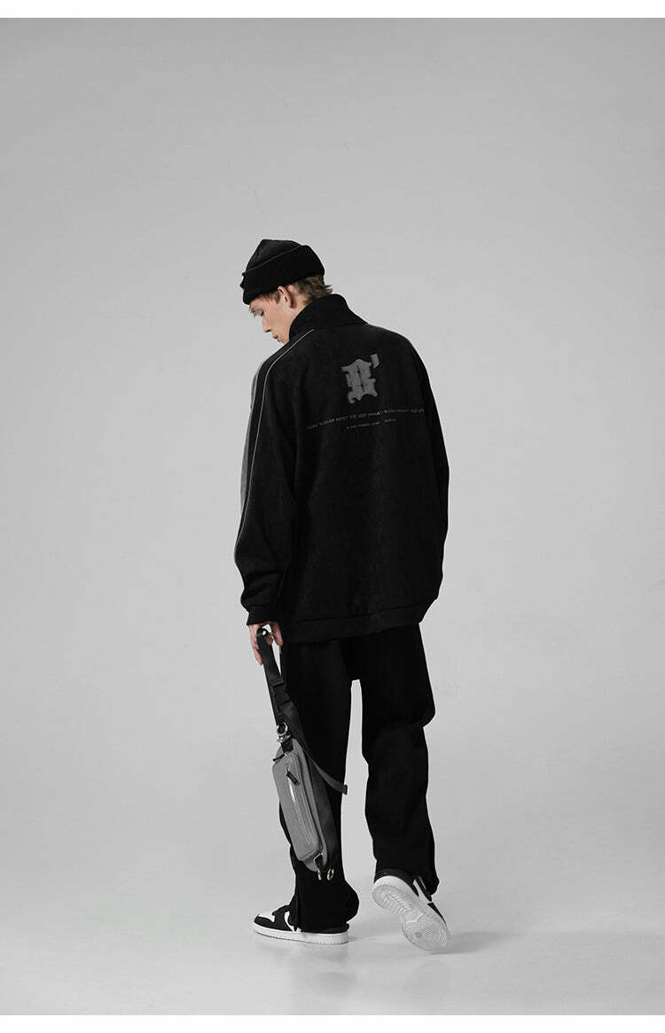 BJHG 3M Suede Track Jacket - Y2K Summer, 90s Grunge, Retro Hip Hop, Pastel Goth, Y