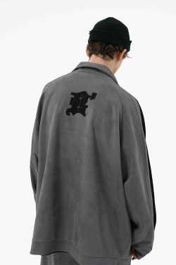 BJHG 3M Suede Track Jacket - Y2K Summer, 90s Grunge, Retro Hip Hop, Pastel Goth, Y