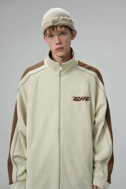 BJHG 3M Suede Track Jacket - Y2K Summer, 90s Grunge, Retro Hip Hop, Pastel Goth, Y