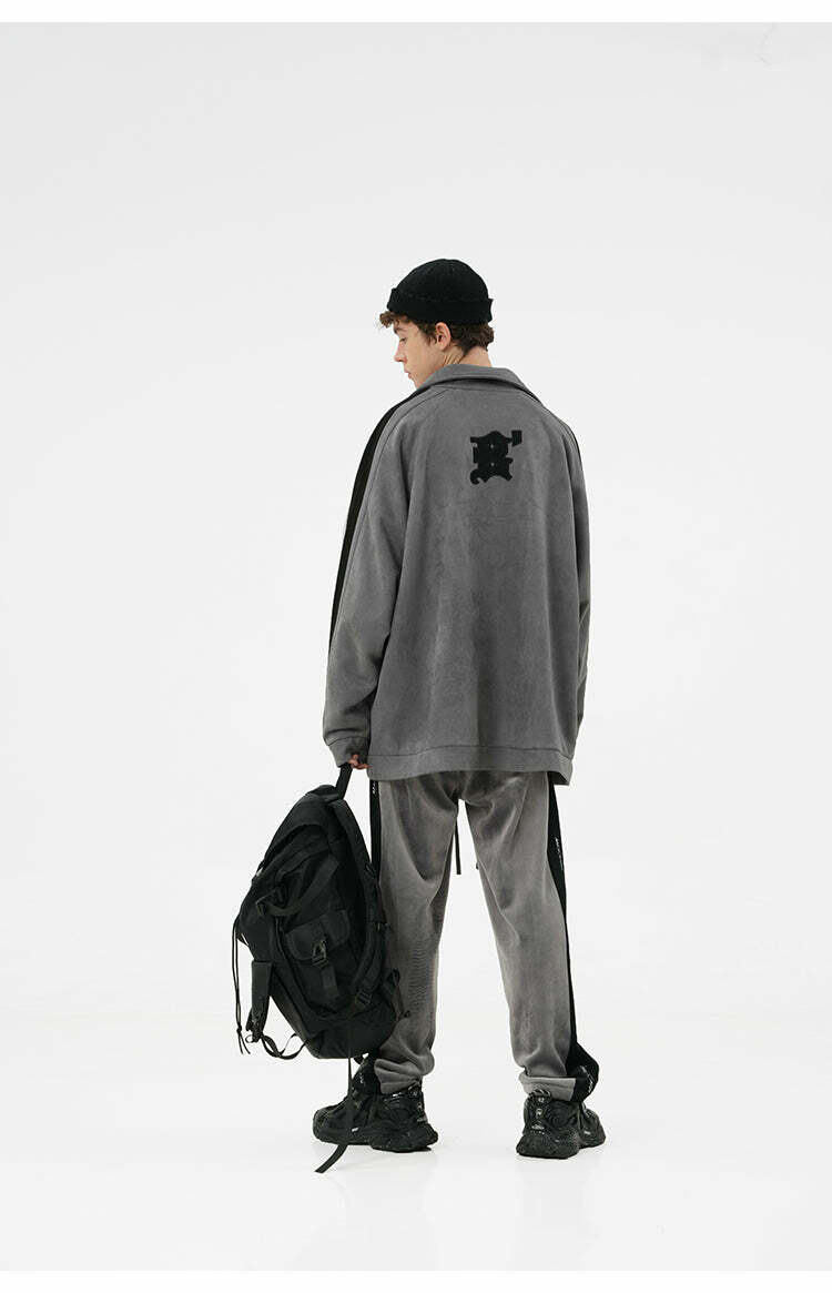 BJHG 3M Suede Track Jacket - Y2K Summer, 90s Grunge, Retro Hip Hop, Pastel Goth, Y
