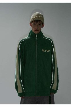 BJHG 3M Suede Track Jacket - Y2K Summer, 90s Grunge, Retro Hip Hop, Pastel Goth, Y