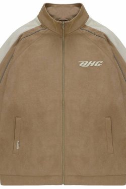 BJHG 3M Suede Track Jacket - Y2K Summer, 90s Grunge, Retro Hip Hop, Pastel Goth, Y