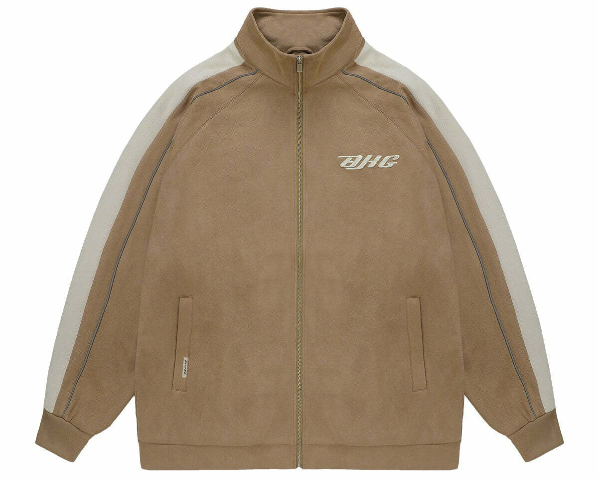 BJHG 3M Suede Track Jacket - Y2K Summer, 90s Grunge, Retro Hip Hop, Pastel Goth, Y