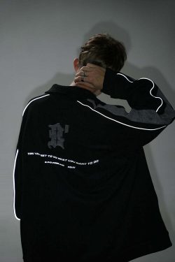 BJHG 3M Suede Track Jacket - Y2K Summer, 90s Grunge, Retro Hip Hop, Pastel Goth, Y