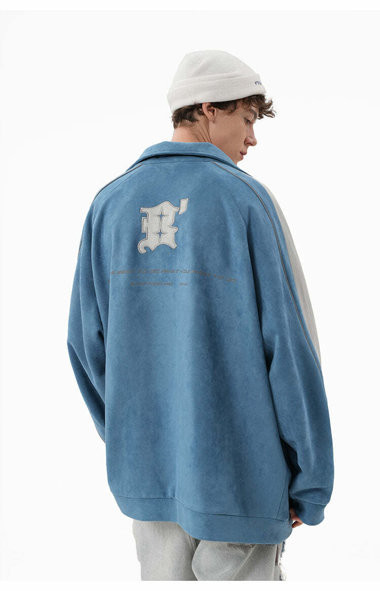 BJHG 3M Suede Track Jacket - Y2K Summer, 90s Grunge, Retro Hip Hop, Pastel Goth, Y