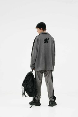 BJHG 3M Suede Track Jacket - Y2K Summer, 90s Grunge, Retro Hip Hop, Pastel Goth, Y