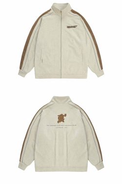 BJHG 3M Suede Track Jacket - Y2K Summer, 90s Grunge, Retro Hip Hop, Pastel Goth, Y