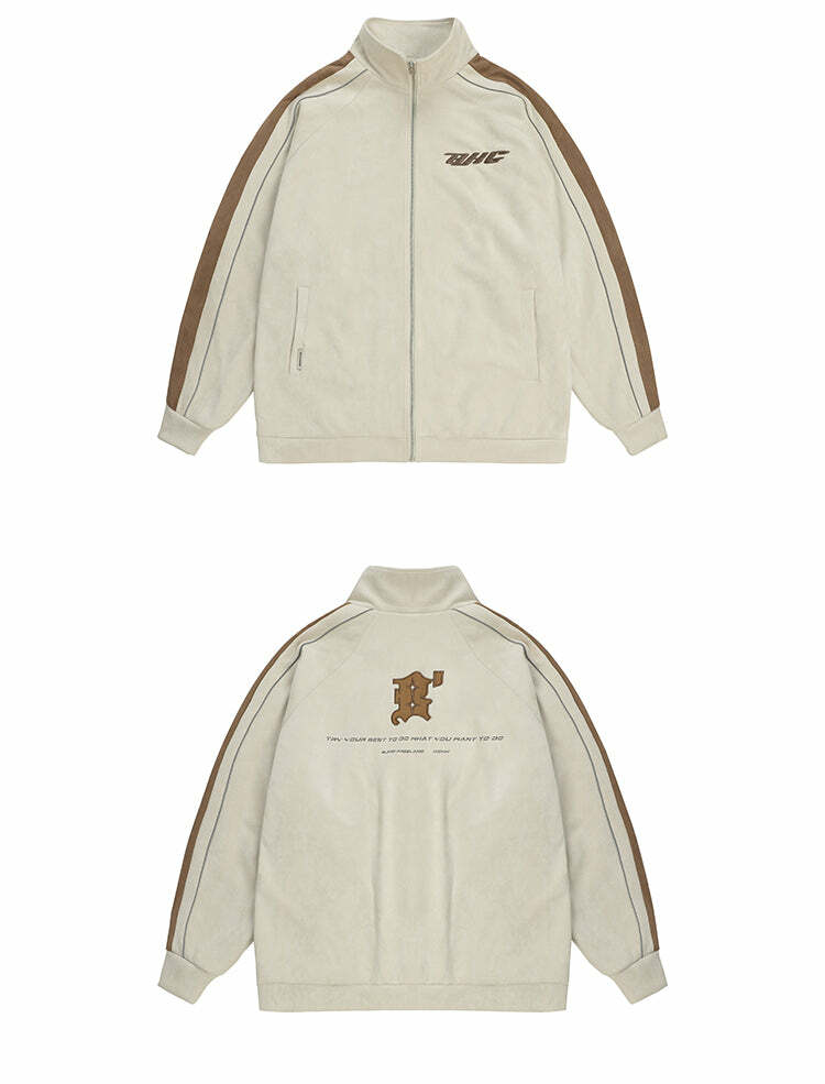 BJHG 3M Suede Track Jacket - Y2K Summer, 90s Grunge, Retro Hip Hop, Pastel Goth, Y