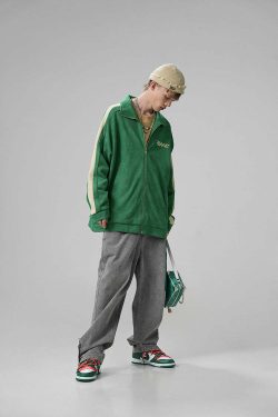 BJHG 3M Suede Track Jacket - Y2K Summer, 90s Grunge, Retro Hip Hop, Pastel Goth, Y