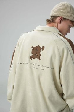 BJHG 3M Suede Track Jacket - Y2K Summer, 90s Grunge, Retro Hip Hop, Pastel Goth, Y