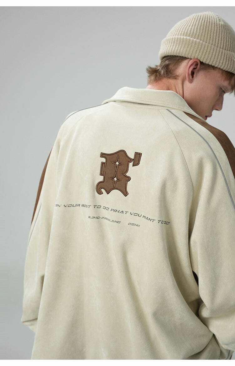 BJHG 3M Suede Track Jacket - Y2K Summer, 90s Grunge, Retro Hip Hop, Pastel Goth, Y