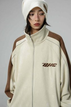 BJHG 3M Suede Track Jacket - Y2K Summer, 90s Grunge, Retro Hip Hop, Pastel Goth, Y