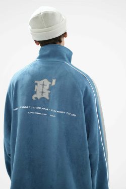 BJHG 3M Suede Track Jacket - Y2K Summer, 90s Grunge, Retro Hip Hop, Pastel Goth, Y